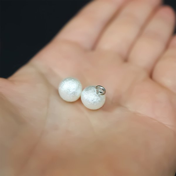 画像5: 【コットンパールボタン 足つき】コットンパール ボタン ホワイト 楕円型 20個入り【10mm】ボタンマート B-027 (5)