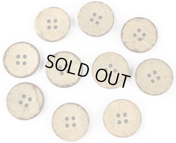 画像1: ココナッツボタン 四つ穴ボタン ナチュラル シャツボタン ウッド ボタン ブラウン 木目 木製 10個入り【20mm】ボタンマート B-040 (1)