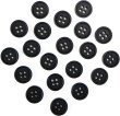 画像1: 四つ穴ボタン 【ブラック ツヤなし】 黒 ベーシック シンプル 20個入り【10mm】ボタンマート B-041 (1)