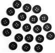 画像1: 四つ穴ボタン 【ブラック ツヤなし】 黒 ベーシック シンプル 20個入り【11.5mm】ボタンマート B-042 (1)