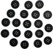画像1: 四つ穴ボタン 【ブラック ツヤなし】 黒 ベーシック シンプル 20個入り【12.5mm】ボタンマート B-043 (1)