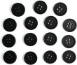 画像1: 四つ穴ボタン 【ブラック ツヤなし】 黒 ベーシック シンプル 15個入り【15mm】ボタンマート B-044 (1)