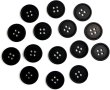 画像1: 四つ穴ボタン 【ブラック ツヤなし】 黒 ベーシック シンプル 15個入り【18mm】ボタンマート B-045 (1)