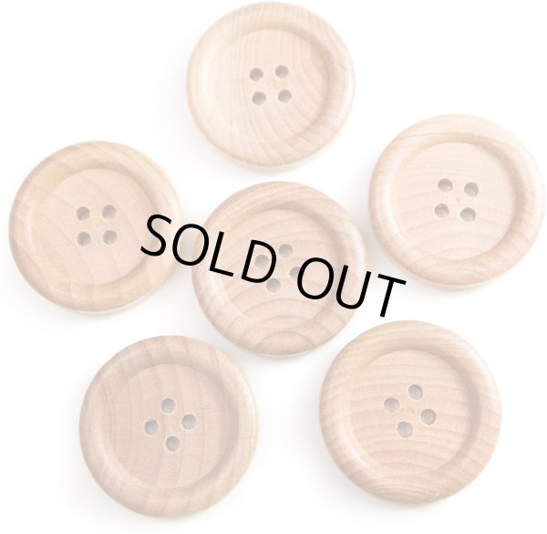 画像1: ウッドボタン 四つ穴ボタン ナチュラル シャツボタン ウッド ボタン ブラウン 木目 木製 6個入り【28mm】ボタンマート B-084 (1)
