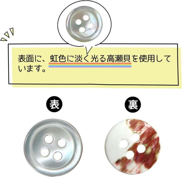画像3: シェルボタン 貝製 片面 高瀬貝 シャツ 四つ穴 白 ホワイト 12個入り【11.25mm】きらきらぷんぷん丸 B-093 (3)