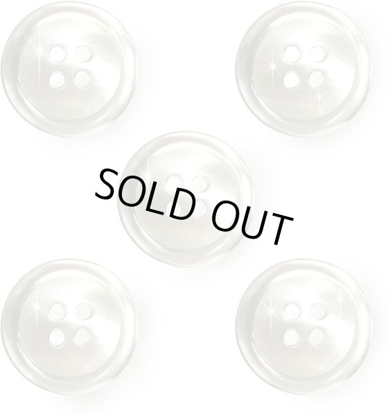 画像1: シェルボタン 貝製 片面 高瀬貝 シャツ 四つ穴 白 ホワイト 5個入り【18mm】きらきらぷんぷん丸 B-096 (1)