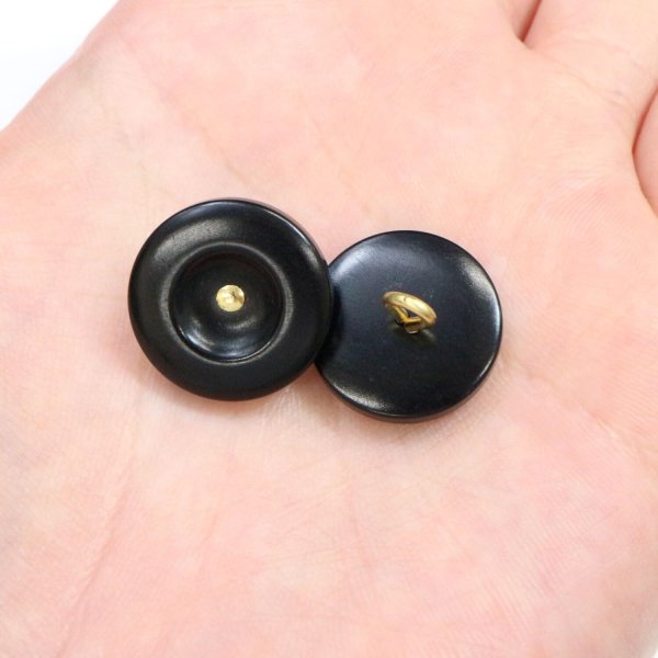 画像5: ナットボタン 足つきボタン 【ブラック】 黒 メタル ゴールド 足つき ウッド ボタン 飾りボタン 5個入り 【17.5mm】 きらきらぷんぷん丸 B-1046 (5)