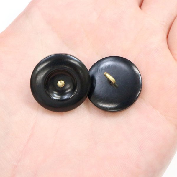 画像5: ナットボタン 足つきボタン 【ブラック】 黒 メタル ゴールド 足つき ウッド ボタン 飾りボタン 5個入り 【20mm】 きらきらぷんぷん丸 B-1047 (5)