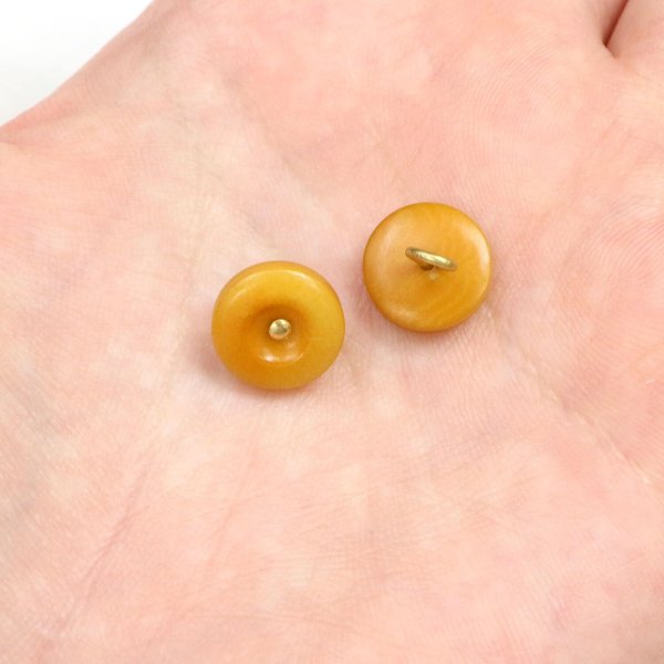 画像5: ナットボタン 足つきボタン 【ブラウン】 茶色 メタル ゴールド 足つき ウッド ボタン 飾りボタン 5個入り 【11.5mm】 きらきらぷんぷん丸 B-1053 (5)