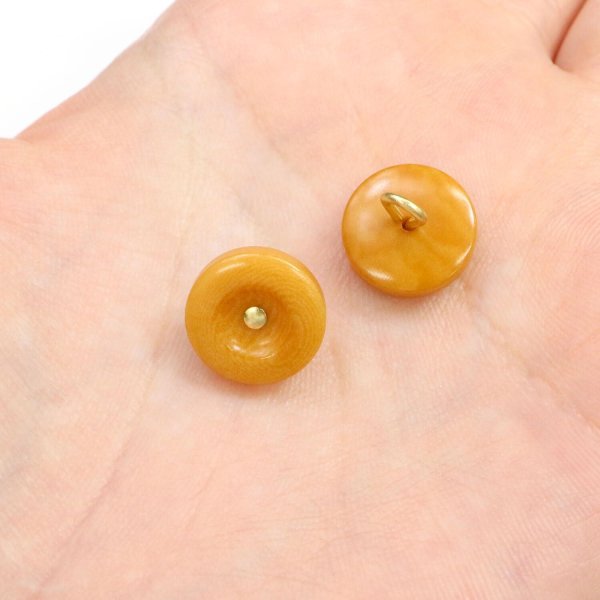 画像5: ナットボタン 足つきボタン 【ブラウン】 茶色 メタル ゴールド 足つき ウッド ボタン 飾りボタン 5個入り 【13mm】 きらきらぷんぷん丸 B-1054 (5)
