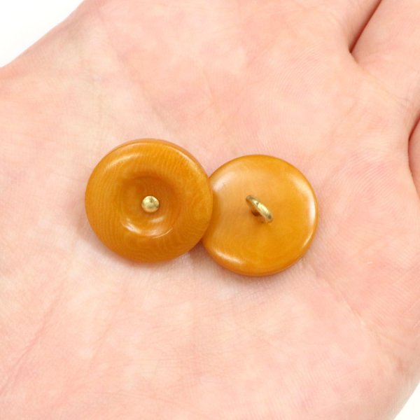 画像5: ナットボタン 足つきボタン 【ブラウン】 茶色 メタル ゴールド 足つき ウッド ボタン 飾りボタン 5個入り 【17.5mm】 きらきらぷんぷん丸 B-1056 (5)