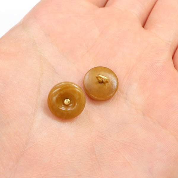 画像5: ナットボタン 足つきボタン 【ダークブラウン】 茶色 メタル ゴールド 足つき ウッド ボタン 飾りボタン 5個入り 【11.5mm】 きらきらぷんぷん丸 B-1063 (5)