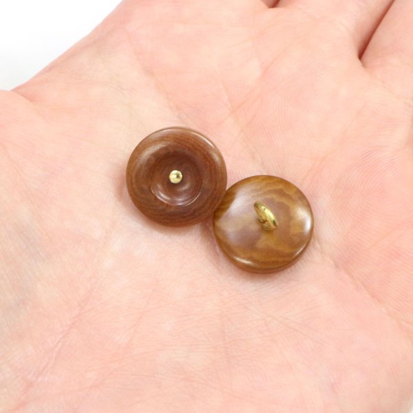画像5: ナットボタン 足つきボタン 【ダークブラウン】 茶色 メタル ゴールド 足つき ウッド ボタン 飾りボタン 5個入り 【15mm】 きらきらぷんぷん丸 B-1065 (5)