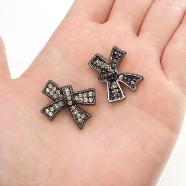 画像7: ラインストーンボタン リボン 足つき 【ブラック】 黒 ラインストーン ボタン モチーフボタン 飾りボタン かわいい 3個入り 【25mm】 きらきらぷんぷん丸 B-1078 (7)