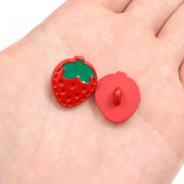 画像5: いちご モチーフボタン 足つき 【レッド】 赤 ボタン イチゴ 苺 ストロベリー 飾りボタン かわいい 10個入り 【18mm】 きらきらぷんぷん丸 B-1081 (5)