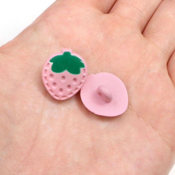 画像5: いちご モチーフボタン 足つき 【ピンク】 ボタン イチゴ 苺 ストロベリー 飾りボタン かわいい 10個入り 【18mm】 きらきらぷんぷん丸 B-1082 (5)