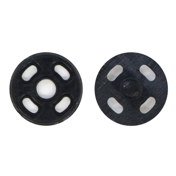 画像1: スナップボタン 【ブラック】 黒 ボタン 樹脂製 縫い付けタイプ 打ち具不要 10組入り 【7mm】 きらきらぷんぷん丸 B-1095 (1)