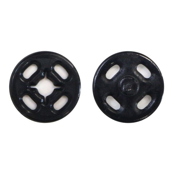 画像1: スナップボタン 【ブラック】 黒 ボタン 樹脂製 縫い付けタイプ 打ち具不要 10組入り 【10mm】 ボタンマート B-1096 (1)