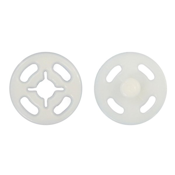 画像1: スナップボタン 【ホワイト】 白 ボタン 樹脂製 縫い付けタイプ 打ち具不要 10組入り 【13mm】 きらきらぷんぷん丸 B-1105 (1)
