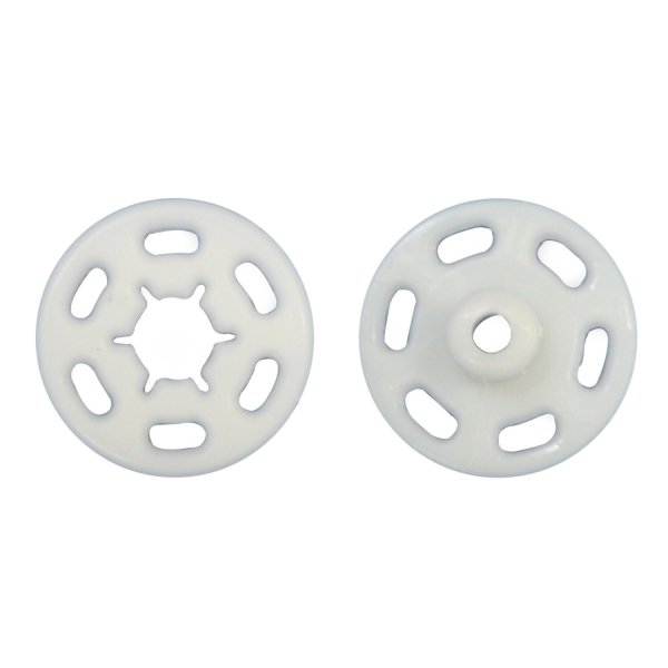 画像1: スナップボタン 【ホワイト】 白 ボタン 樹脂製 縫い付けタイプ 打ち具不要 10組入り 【18mm】 きらきらぷんぷん丸 B-1107 (1)