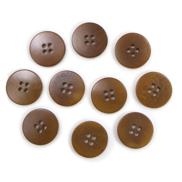 画像1: ナットボタン 四つ穴ボタン 【ブラウン】 茶色 フチ無し フラット スーツボタン ベーシック ウッド ボタン 10個入り 【20mm】 きらきらぷんぷん丸 B-1122 (1)