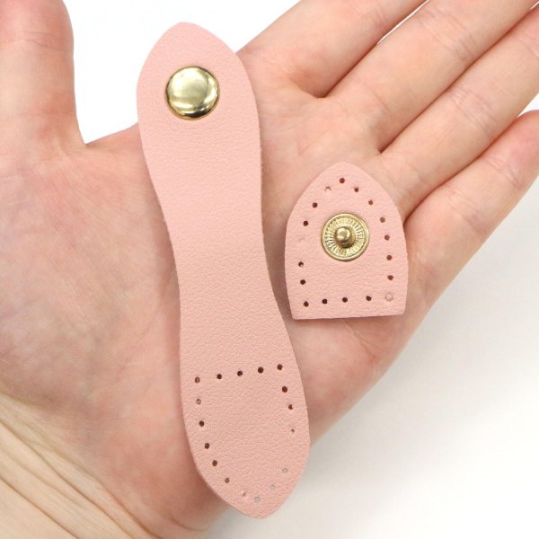 画像5: スナップボタン PUレザー付き 【ピンク】 ゴールド 金 スナップ ボタン 縫い付けタイプ 打ち具不要 ハンドメイド 手芸 1組入り きらきらぷんぷん丸 B-1130 (5)