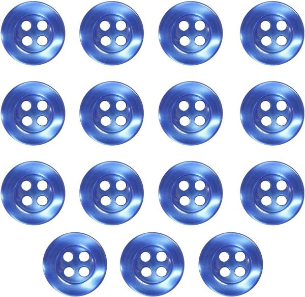 画像1: 四つ穴ボタン ツヤあり 11.5mm 【ネイビー】 15個入り 紺 光沢 フチ付き リム 樹脂製 シンプル カラー シャツ ブラウス用 おしゃれ きらきらぷんぷん丸 B-1149 (1)