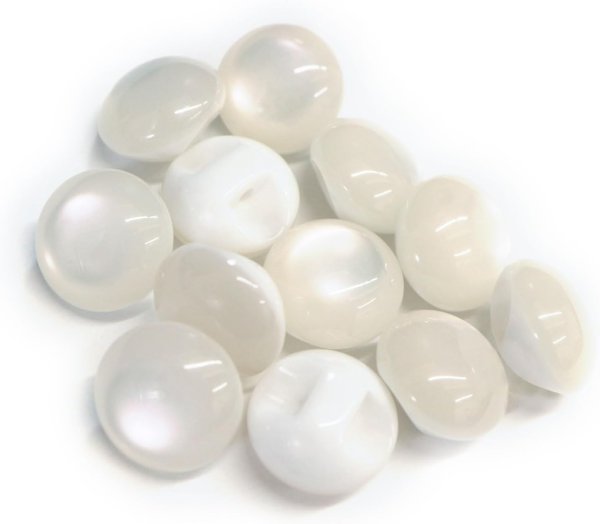 画像1: カラークリアボタン【ホワイト】丸型 裏穴 トンネル 12個入り【10mm】光沢 立体 3D 手芸 きらきらぷんぷん丸 B-1157 (1)