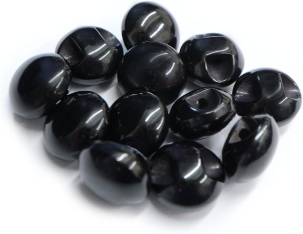 画像1: カラークリアボタン【ブラック】丸型 裏穴 トンネル 12個入り【10mm】光沢 立体 3D 手芸 きらきらぷんぷん丸 B-1158 (1)