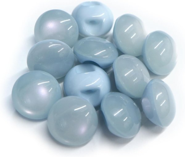 画像1: カラークリアボタン【ライトブルー】丸型 裏穴 トンネル 12個入り【10mm】光沢 立体 3D 手芸 きらきらぷんぷん丸 B-1159 (1)