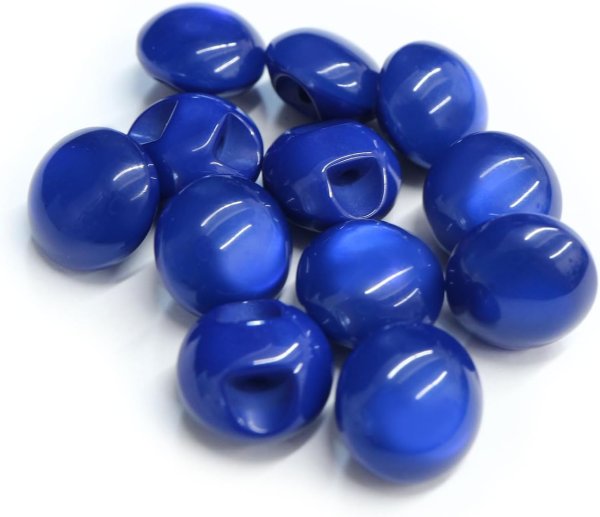 画像1: カラークリアボタン【ブルー】丸型 裏穴 トンネル 12個入り【10mm】光沢 立体 3D 手芸 きらきらぷんぷん丸 B-1160 (1)