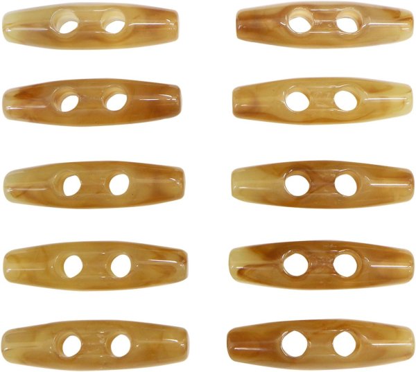 画像1: トグルボタン 39mm 10個入り 【ライトブラウン&ブラウン】 茶色 マーブル模様 水牛調 アクリル樹脂製 留め具 ダッフルコート 手芸 きらきらぷんぷん丸 B-1164 (1)