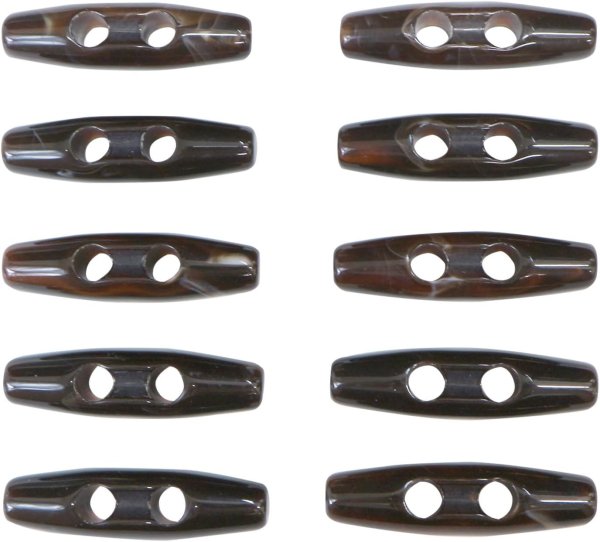 画像1: トグルボタン 39mm 10個入り 【ダークブラウン&ホワイト】 茶色 白 マーブル模様 水牛調 アクリル樹脂製 留め具 ダッフルコート きらきらぷんぷん丸 B-1167 (1)