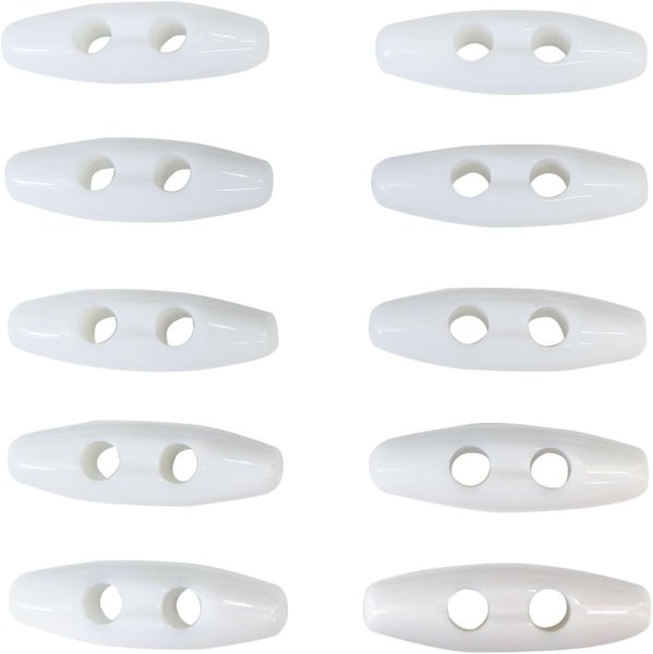 画像1: トグルボタン 31mm 10個入り 【ホワイト】 白 アクリル樹脂製 留め具 ダッフルコート バッグ用 手芸 きらきらぷんぷん丸 B-1170 (1)