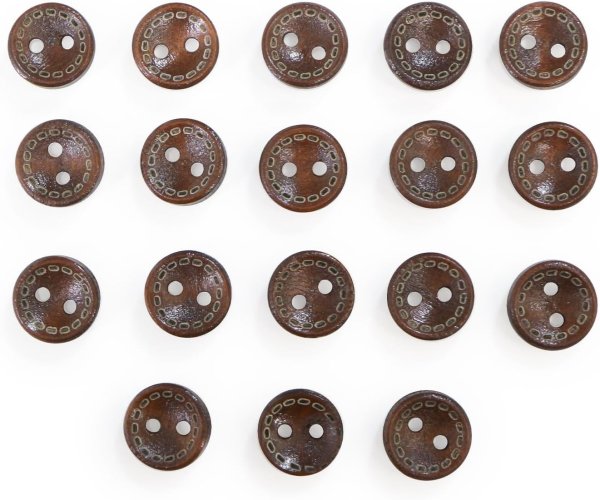 画像1: ウッドボタン 二つ穴 点線模様【ブラウン】茶色 皿型 18個入り【10mm】木製 手芸 おしゃれ 可愛い きらきらぷんぷん丸 B-1186 (1)