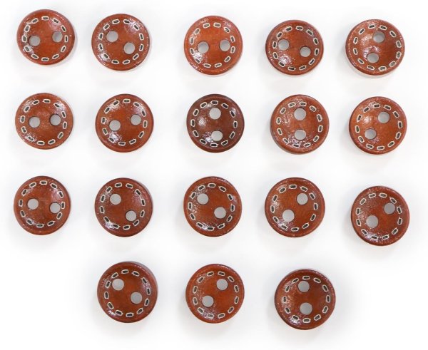 画像1: ウッドボタン 二つ穴 点線模様【レッドブラウン】赤茶色 皿型 18個入り【10mm】木製 手芸 おしゃれ 可愛い きらきらぷんぷん丸 B-1187 (1)