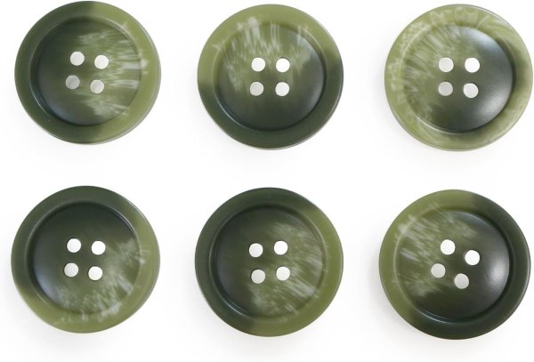 画像1: 四つ穴ボタン マーブル模様 グラデーション【グリーン】緑 6個入り【25mm】樹脂製 手芸 おしゃれ 可愛い きらきらぷんぷん丸 B-1189 (1)