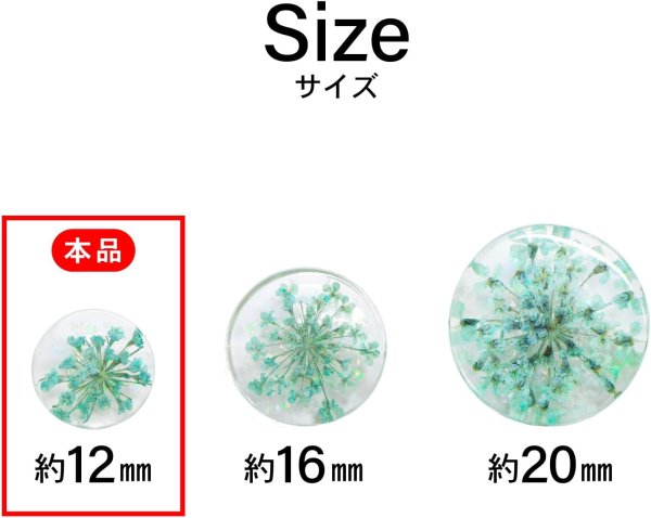 画像3: 足つきボタン ドライフラワー【グリーン】8個入り 緑 花【12mm】手芸 樹脂製 可愛い おしゃれ きらきらぷんぷん丸 B-1207 (3)