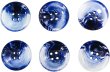 画像1: 四つ穴ボタン 水墨画風 マーブル グラデーション【ブルー】青 クリア 6個入り【25mm】樹脂製 手芸 おしゃれ きらきらぷんぷん丸 B-1208 (1)