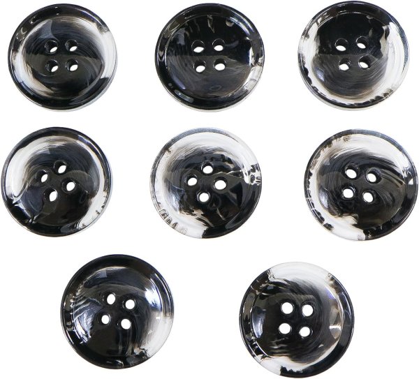 画像1: 四つ穴ボタン 水墨画風 マーブル グラデーション【ブラック】黒 クリア 8個入り【21.5mm】樹脂製 手芸 おしゃれ きらきらぷんぷん丸 B-1211 (1)