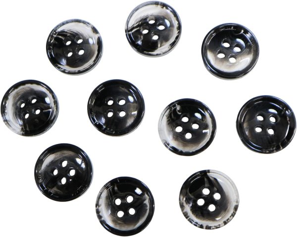 画像1: 四つ穴ボタン 水墨画風 マーブル グラデーション【ブラック】黒 クリア 10個入り【15mm】樹脂製 手芸 おしゃれ きらきらぷんぷん丸 B-1213 (1)