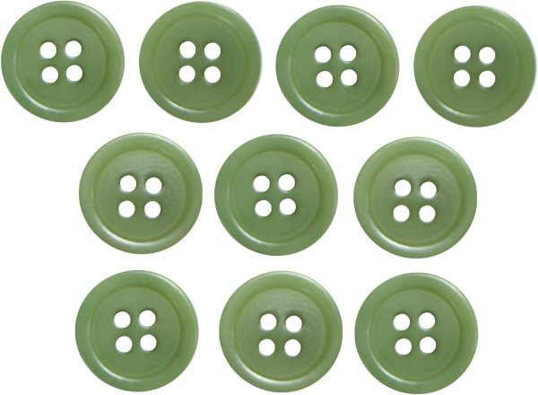 画像1: ナットボタン 四つ穴【グリーン】緑 10個入り マット カラー シャツ ブラウス 【12mm】手芸 おしゃれ 可愛い きらきらぷんぷん丸 B-1218 (1)