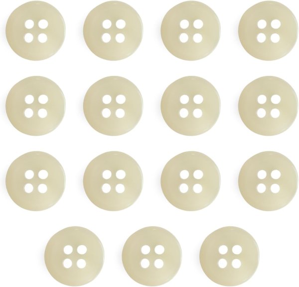 画像1: 四つ穴ボタン 11mm 【ベージュ】15個入り クリア 半透明 シンプル 樹脂 シャツ ブラウス おしゃれ 可愛い きらきらぷんぷん丸 B-1224 (1)