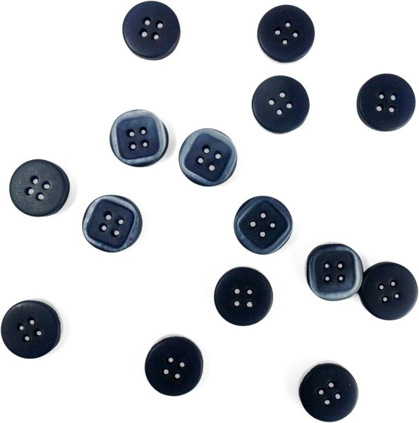 画像1: 四つ穴ボタン 四角形 縁あり【ネイビー】15個入り ミニボタン 服飾資材 シャツ 手芸用 約11.4mm 樹脂ボタン きらきらぷんぷん丸 B-1226 (1)