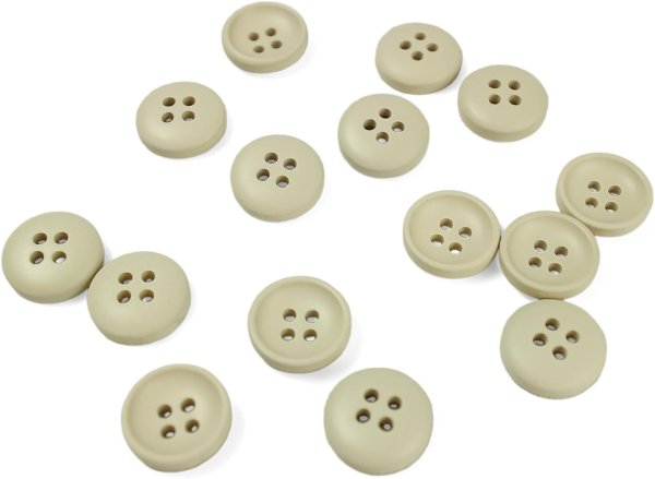 画像1: お椀型ボタン 四つ穴 マット ツヤなし【ベージュ】15個入り ミニ 服飾資材 シャツ 手芸用 約11mm 樹脂 きらきらぷんぷん丸 B-1229 (1)