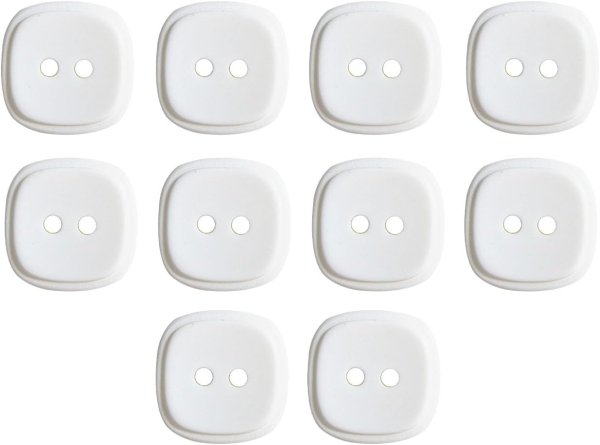 画像1: 二つ穴ボタン 四角 スクエア【ホワイト】白 10個入り マット【16mm】ツヤなし シンプル 樹脂製 手芸 おしゃれ 可愛い きらきらぷんぷん丸 B-1233 (1)