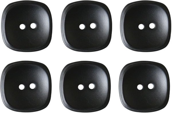 画像1: 二つ穴ボタン 四角 スクエア【ブラック】黒 6個入り マット【23mm】ツヤなし シンプル 樹脂製 手芸 おしゃれ 可愛い きらきらぷんぷん丸 B-1235 (1)