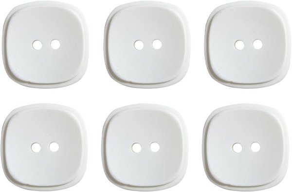 画像1: 二つ穴ボタン 四角 スクエア【ホワイト】白 6個入り マット【23mm】ツヤなし シンプル 樹脂製 手芸 おしゃれ 可愛い きらきらぷんぷん丸 B-1236 (1)