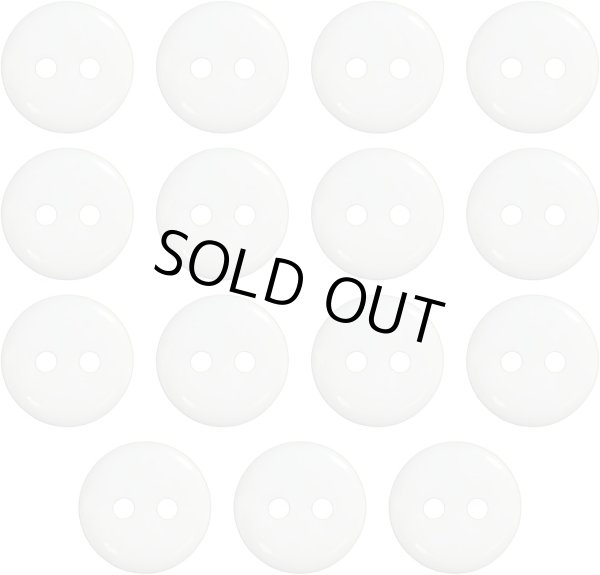 画像1: 二つ穴ボタン【ホワイト】白 シンプル 15個入り【10mm】ツヤあり ベーシック 樹脂製 手芸 おしゃれ きらきらぷんぷん丸 B-1241 (1)