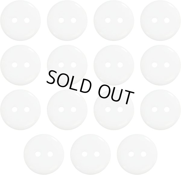 画像1: 二つ穴ボタン【ホワイト】白 シンプル 15個入り【15mm】ツヤあり ベーシック 樹脂製 手芸 おしゃれ きらきらぷんぷん丸 B-1242 (1)